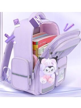 Kuromi Lilac School Backpack with Plush Charm